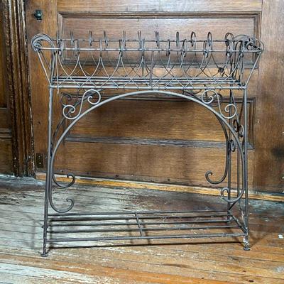 WIRE PLANT STAND  |  With lower shelf and spiral design - l. 31 x w. 13 x h. 31 in.