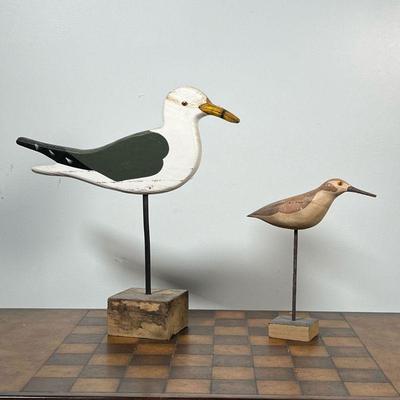 (2pc) DECOYS  |  The larger one with "Nautical Nook" label on the bottom, the other unsigned - h. 13 in. (tallest)
