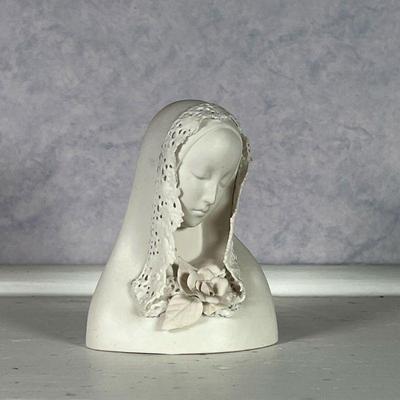CYBIS BUST OF MADONNA  |  Bisque porcelain bust of Madonna with reticulated veil - w. 3.5 x h. 4.5 in.