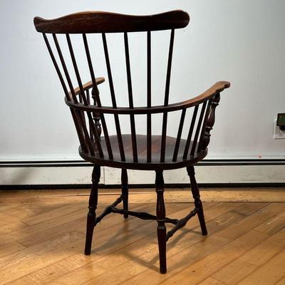 EARLY S. BENT BROS. WINDSOR CHAIR  |  S. Bent Brothers, Gardner, MA, comb back windsor chair with turned supports - l. 23 x w. 26 x h. 38...