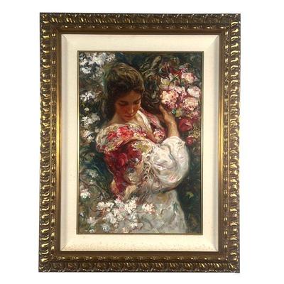 JOSE ROYO PRINT ON BOARD  |  Embellished serigraph on board, sign lower right and number lower left, ed. 5/160 - w. 28 x h. 36 in. (frame)