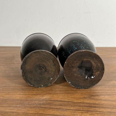 (2pc) PAIR WOOD GOBLETS  |  Turned wood - h. 5.5 x dia. 3.25 in.