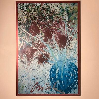DALE CHIHULY POSTER  |  Reproduction poster print of an abstract expressionist artwork, in a metallic red or pink frame - w. 33.25 x h....