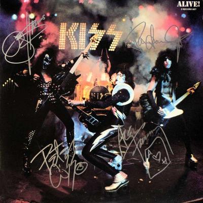 Kiss band autographed album