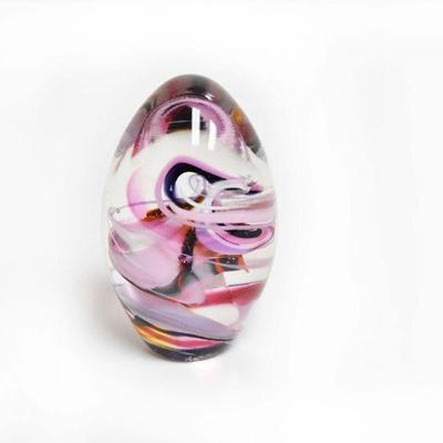 Signed Hand Blown Glass Paperweight