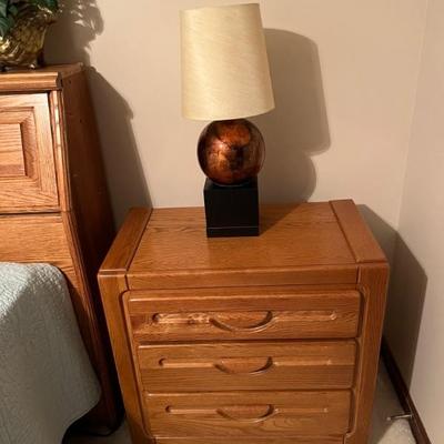 Night stand and great lamp.