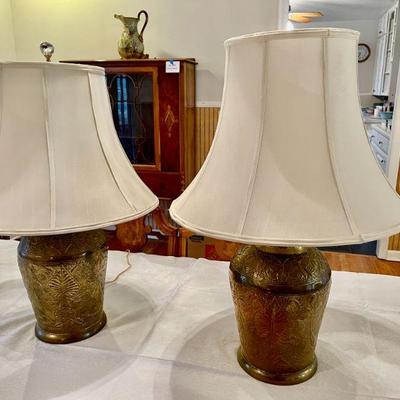 Lot 038-LR: Brass Table Lamp Duo