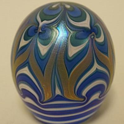1080	ART GLASS SIGNED VANDERMARK PAPERWEIGHT, APPROXIMATELY 3 1/2 IN
