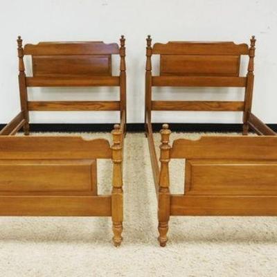 1220	PAIR OF SOLID CHERRY TWIN BEDS, DAVIS CABINET CO

