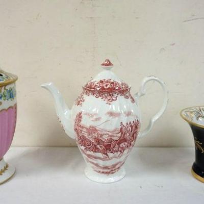 1195	HAND PAINTED LIMOGES 14 IN VASE AND HAND PAINTED PITCHER WITH CUP
