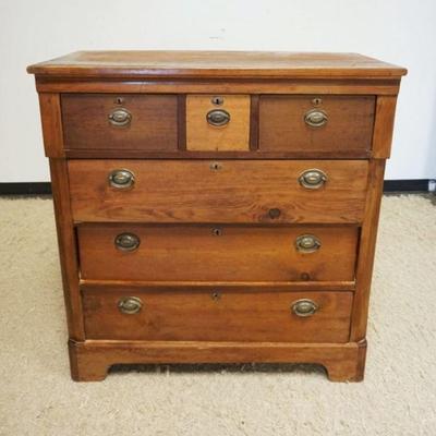 1279	ANTIQUE PINE COUNTRY 6 DRAWER CHEST W/DOVETAILED DRAWERS, APPROXIMATELY 18 IN X 41 IN WIDE X 42 IN HIGH
