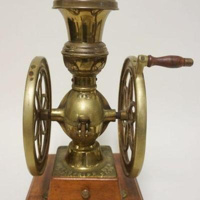 1160	ENTERPRISE SOLID BRASS DOUBLE WHEEL NO 2 COFFEE GRINDER MILL, APPROXIMATELY 18 IN H
