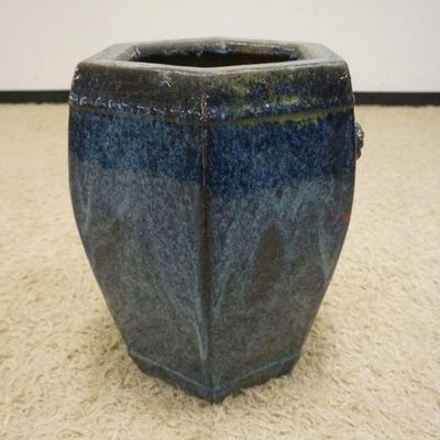 1274	LARGE ASIAN STYLE POTTERY PLANTER IN COBALT DRIP GLAZE FINISH, APPROXIMATELY
