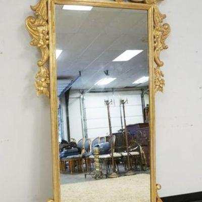 1257	LARGE FANCY PIER MIRROR IN GILT FRAME WITH SCROLL AND SHELL CARVED CRESTS AND SIDES, APPROXIMATELY 42 IN X 82 IN H
