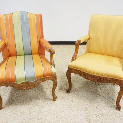 1298	2 GREENBAUM UPHOLSTERED ARMCHAIRS, STAINING ON EACH
