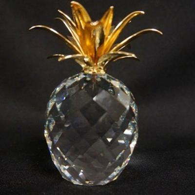 1015	SWAROVSKI CRYSTAL PINEAPPLE WITH GILT METAL TOP, APPROXIMATELY 1 1/4 IN H
