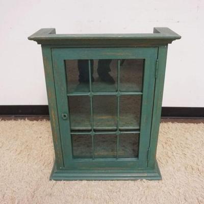 1290	HANGING GREEN PAINT DECOARTED CABINET, APPROXIMATELY 45 IN X 6 IN X 31 IN HIGH

