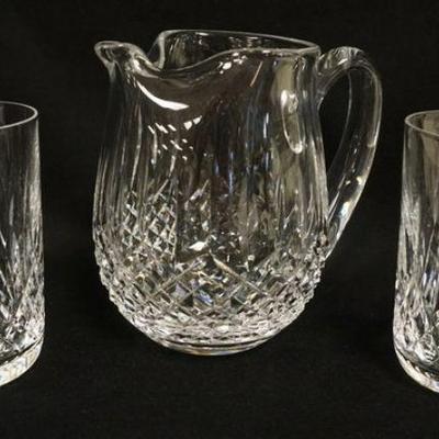 1048	WATERFORD CRYSTAL PITCHER AND 2-5 IN TUMBLERS
