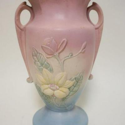 1151	HULL POTTERY 13 IN MAGNOLIA DOUBLE HANDLE VASE
