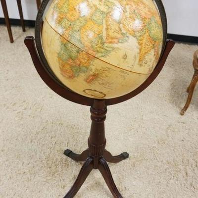 1241	REPLOGIE GLOBE ON STAND WITH METAL MOUNT PAW AND CLAW FEET AT BASE, APPROXIMATELY 42 IN H
