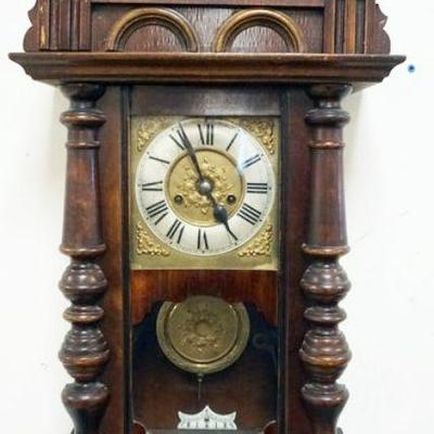 1163	GERMAN WALL CLOCK, APPROXIMATELY 14 IN X 37 IN H
