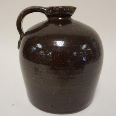 1126	PRIMITIVE BROWNWARE JUG W/SPOUT, APPROXIMATELY 10 IN LONG
