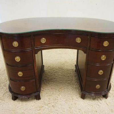 1300	MAHOGANY 9 DRAWER KIDNEY SHAPED DESK, APPROXIMATELY 46 IN X 22 IN X 30 IN
