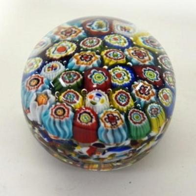 1078	ART GLASS MILLEFIORI PAPERWEIGHT, APPROXIMATELY 2 3/4 IN
