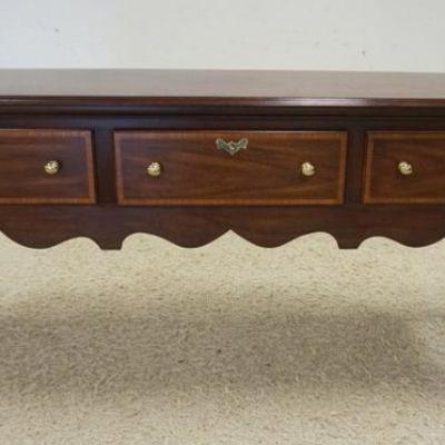 1235	HENKEL HARRIS JAMESTOWN COLONY, MAHOGANY SERVER ON QUEEN ANN LEGS WITH 3 BANDED DRAWERS, APPROXIMATELY 78 IN X 21 IN X 34 IN H. SOME...