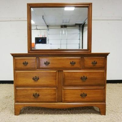 1221	SOLID CHERRY 7 DRAWERS CHEST WITH MIRROR, DAVIS CABINET CO., APPROXIMATELY 52 IN X 20 IN X 67 IN H
