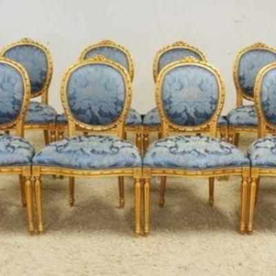 1262	SET OF 12 ITALIAN GILT UPHOLSTERED CHAIRS, 2 ARM AND 10 SIDE, 1 CHAIR WITH GILT LOSS
