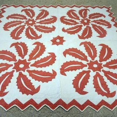 1123	ANTIQUE HAND SEWN QUILT, APPROXIMATELY 74 IN X 74 IN
