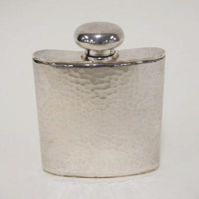 1004	STERLING HAND MADE HIP FLASK, SCHROTH SILVER, APPROXIMATELY 3 1/2 IN X 4 IN H. 5 TOZ
