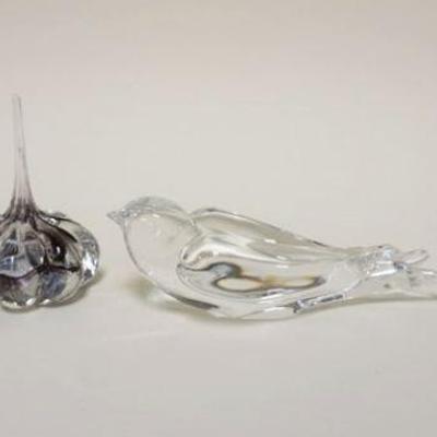 1016	GROUP OF ART GLASS AND CRYSTAL, INCLUDING CAITHNESS RING HOLDER, BACCARAT DOVE, LEAD CRYSTAL EGG AND SWAN. LARGEST APPROXIMATELY 4...