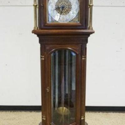 1252	ETHAN ALLEN GRANDFATHERS CLOCK IN WALNUT CASE WITH MOON DIAL, APPROXIMATELY 22 IN X 14 IN X 89 IN H
