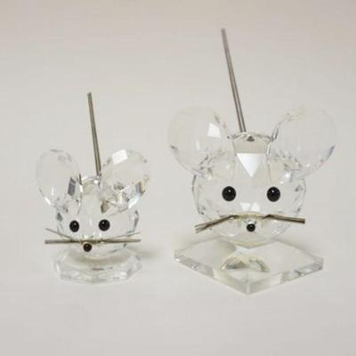 1008	SWAROVSKI CUT CRYSTAL FIGURINES OF MICE, LARGEST APPROXIMATELY FROM BASE TO TAIL 4 IN

