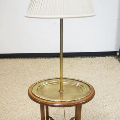 1277	FREDERICK COOPER LAMP TABLE, TABLE TOP HAVING A BRASS INSET ROPE TURNED TRAY, APPROXIMATELY 51 IN HIGH
