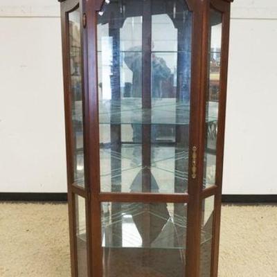 1286	MIRROR BACK CRYSTAL CORNER CABINET W/INTERIOR LIGHTS & ADJUSTABLE GLASS SHELVES, APPROXIMATELY 35 IN X 24 IN X 78 IN HIGH, MIRROR...