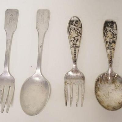 1116	STERLING LOT OF 4 CHILDS FORK & SPOONS INCLUDING OLD MOTHER HUBBARD, 2.5 TOZ
