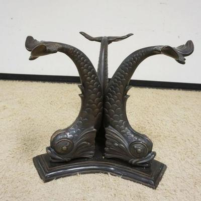 1267	CAST METAL DOLPHIN TABLE BASE, NO TOP, APPROXIMATELY 35 IN X 30 IN H
