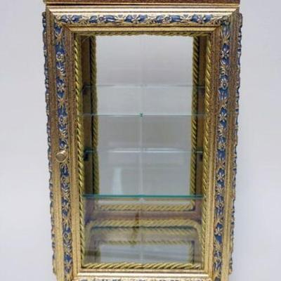 1038	HORCHOW ORNATE TABLE TOP GILT WOOD DISPLAY CABINET WITH INSET MARBLE TOP FOR DISPLAYING MINIATURES, APPROXIMATELY 10 IN SQ X 19 1/2...