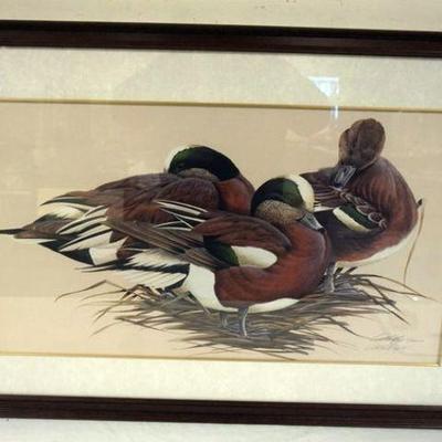 1164	FRAMED AND MATTED LAMAY DUCK PRINTS, ARTIST SIGNED AND NUMBERED, APPROXIMATELY 26 IN X 39 IN
