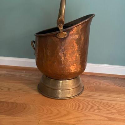 Copper coal bucket. $110.00