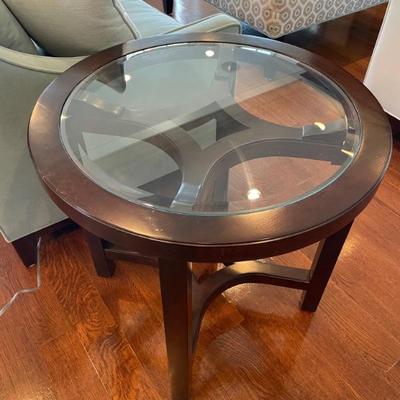 Magnussen Glass Cocoa Side Table (26” D x 26” H)  