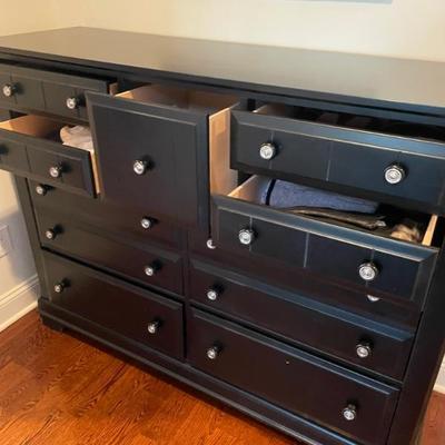 Vaughan-Basset Cottage Collection 9-Drawer Triple Dresser in Black. Classic clean lines give this a timeless versatility. 