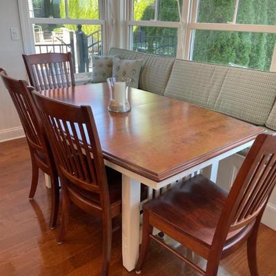 The Keystone Collection Manchester Dining Set, solid hardwood made in Pennsylvania. Features 6 chairs and 2 leaves (Chairs: 20.25' W x...