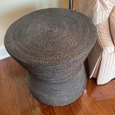 Crate & Barrel Wicker End Tables. (19" H x 19" D)  (2 available)