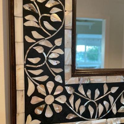 Two's Company Mother of Pearl Inlay Mirror (30" W x 24" H x 1" D) 