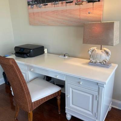Create a chic home office or the perfect study space with this White Office Desk from Stanley. (24" D x 68" W x 30.5" H)
