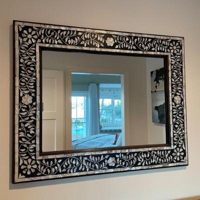 Two's Company Mother of Pearl Inlay Mirror (30" W x 24" H x 1" D)